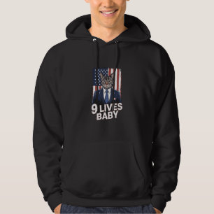 Cat in Suite with Trump Hair American Flag 9 Lives Hoodie