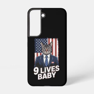 Cat in Suite with Trump Hair American Flag 9 Lives Samsung Galaxy Case