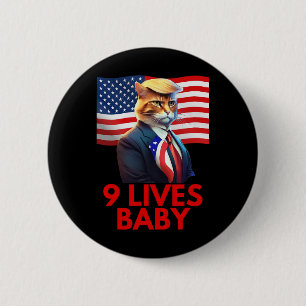 Cat In Suite With Trump Hair American Flag Nine Li 6 Cm Round Badge