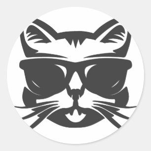 Cat in Sunglasses - Choose background colour Classic Round Sticker