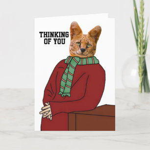 CAT IN SWEATER FUNNY THINKING OF YOU CARD