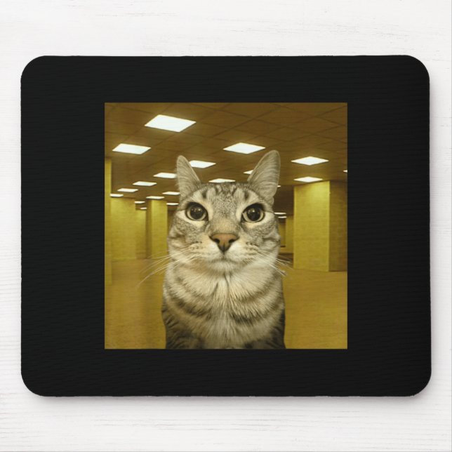 Cat In The Backrooms Liminal Space Funny Cat Meme Mouse Pad (Front)