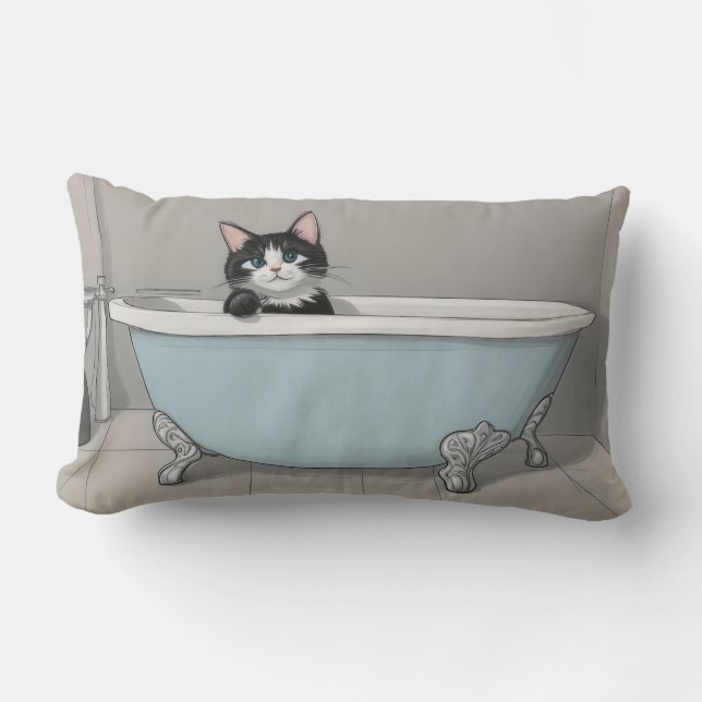 Cat in the Bathtub Lumbar Cushion (Front)