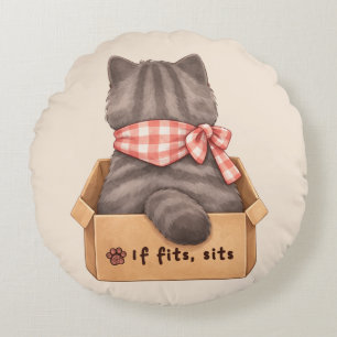 Cat in The Box Round Cushion