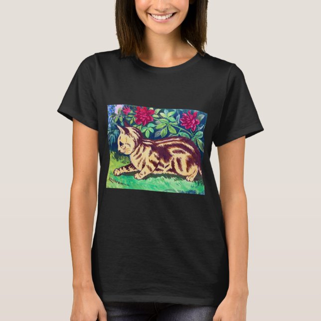 Cat in The Flower Garden, Louis Wain T-Shirt (Front)