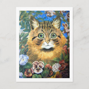 Cat in the flower, Louis Wain Postcard