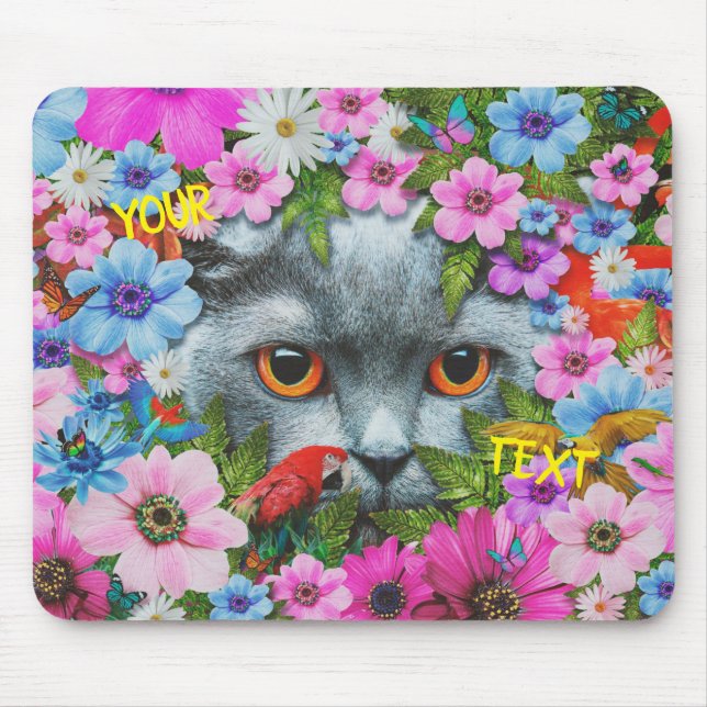 Cat in the flower mouse pad (Front)