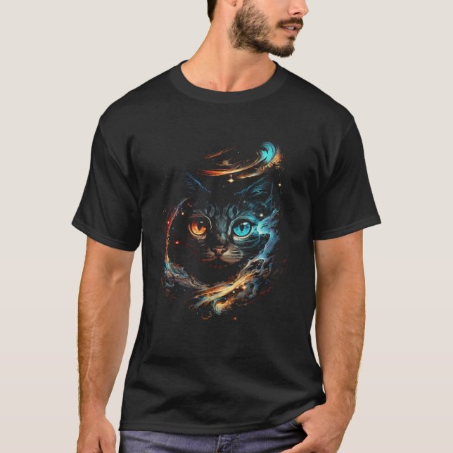 Cat In The Galaxy And Space Kitten Cat Head  1 T-Shirt (Front)