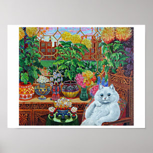 Cat in the Garden Room by Louis Wain Poster