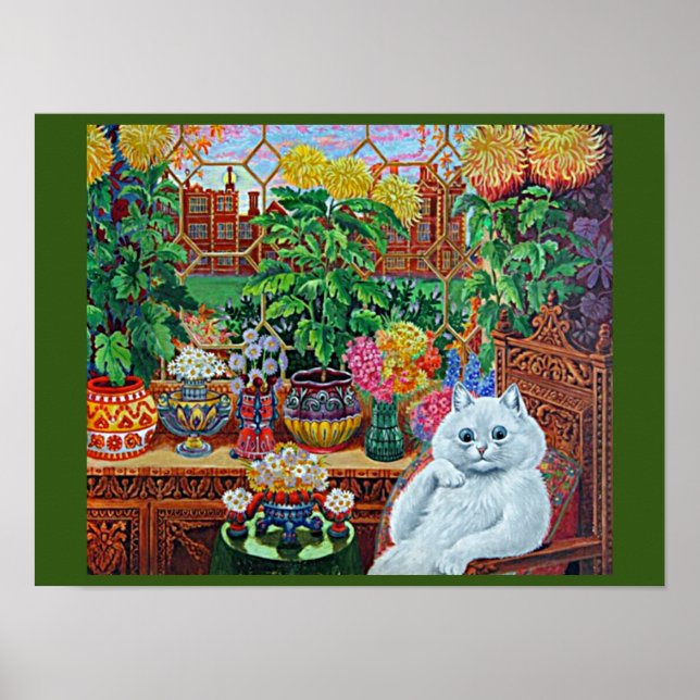 Cat in the Garden Room by Louis Wain Poster (Front)