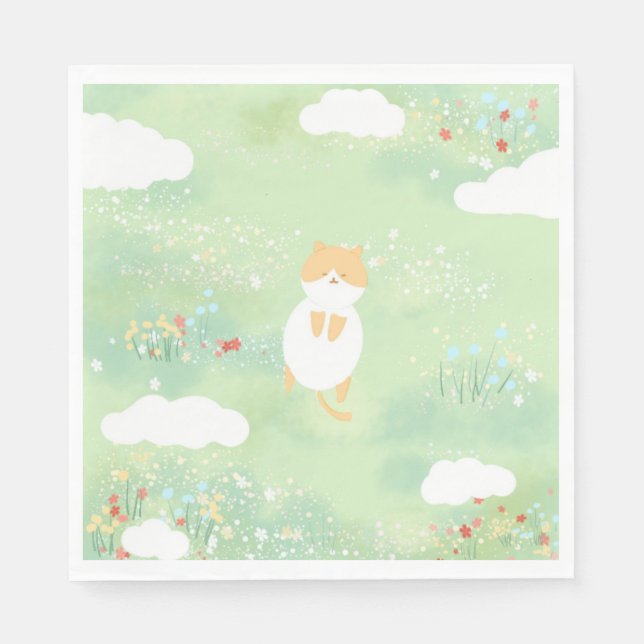 cat in the grass napkin (Front)