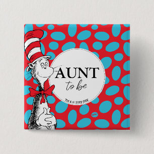 Cat in the Hat Aunt To Be 15 Cm Square Badge