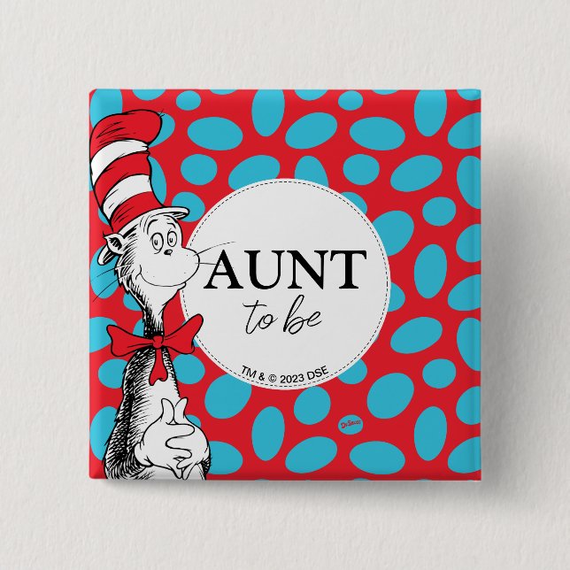 Cat in the Hat | Aunt To Be 15 Cm Square Badge (Front)