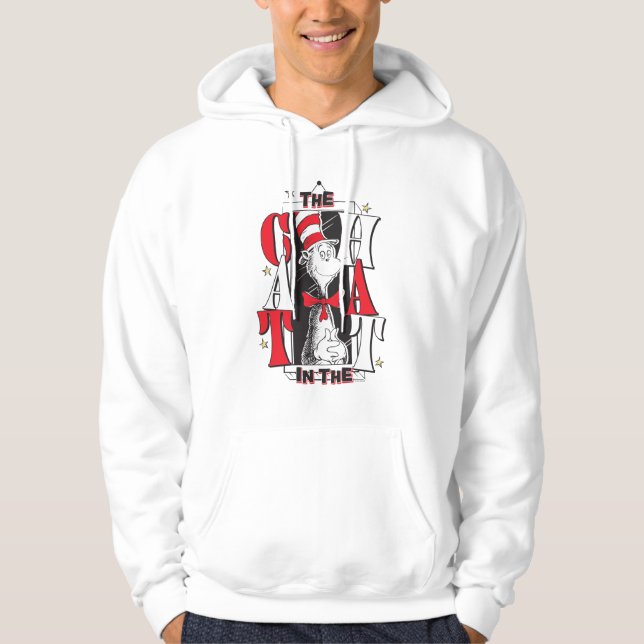 Cat In the Hat | B&W Text Hoodie (Front)