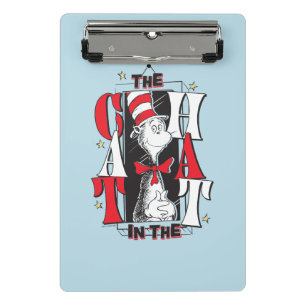 Cat In the Hat   B&W Text Mini Clipboard