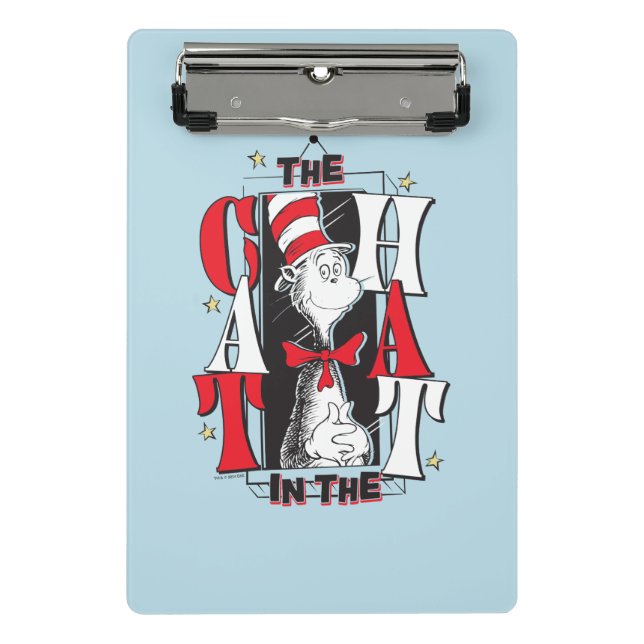 Cat In the Hat | B&W Text Mini Clipboard (Front)
