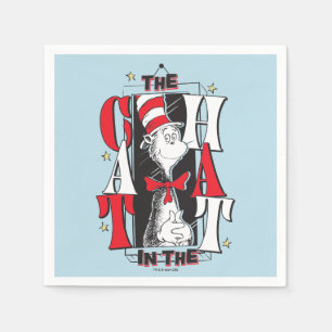Cat In the Hat B&W Text Napkin