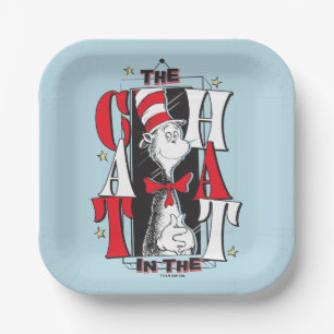 Cat In the Hat   B&W Text Paper Plate
