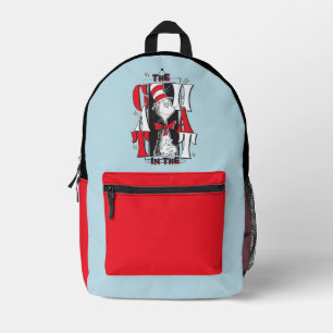 Cat In the Hat   B&W Text Printed Backpack
