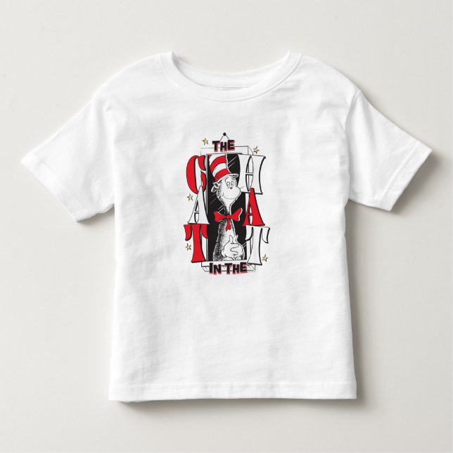 Cat In the Hat | B&W Text Toddler T-Shirt (Front)