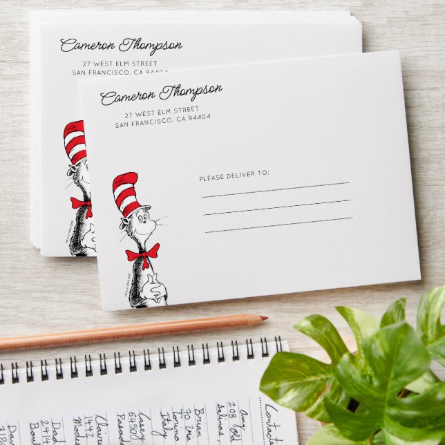 Cat in the Hat Baby Shower Envelope (Stacked)
