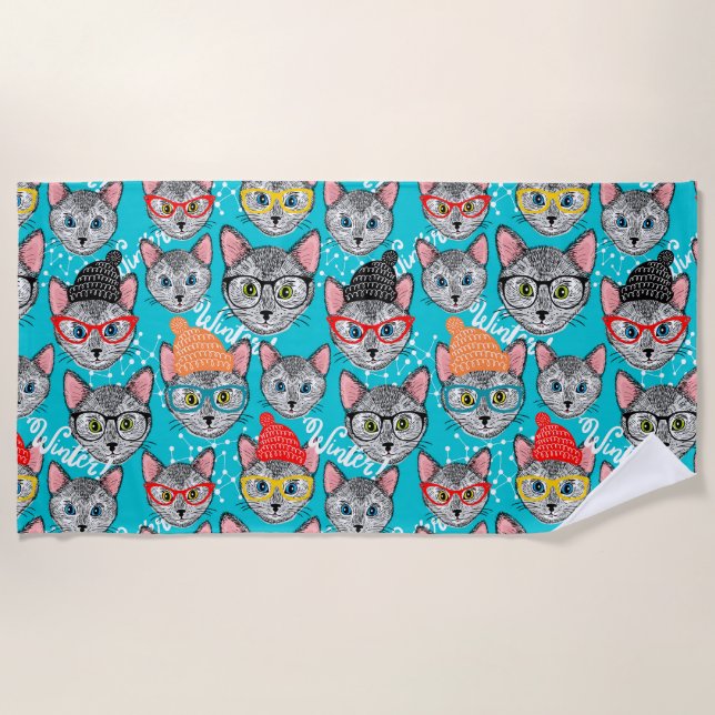 Cat in the hat beach towel (Front)