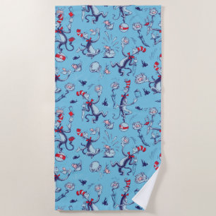 Cat In The Hat   Blue Pattern Beach Towel
