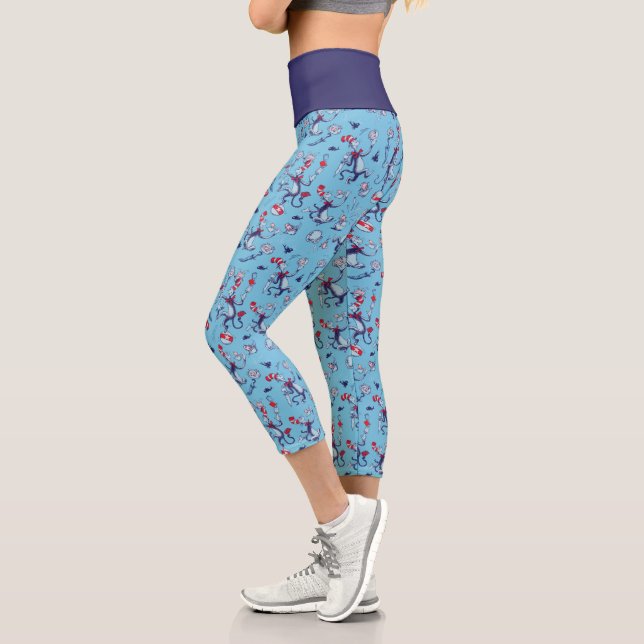 Cat In The Hat | Blue Pattern Capri Leggings (Left)