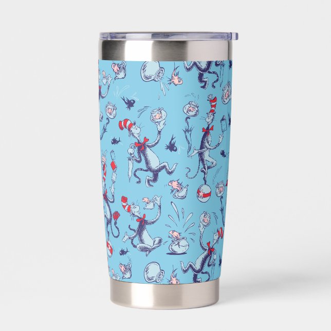 Cat In The Hat | Blue Pattern Insulated Tumbler (Left)