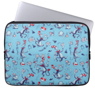 Cat In The Hat Blue Pattern Laptop Sleeve