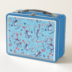 Cat In The Hat   Blue Pattern Metal Lunch Box