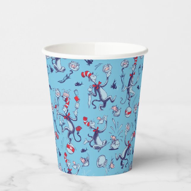 Cat In The Hat | Blue Pattern Paper Cups (Left)