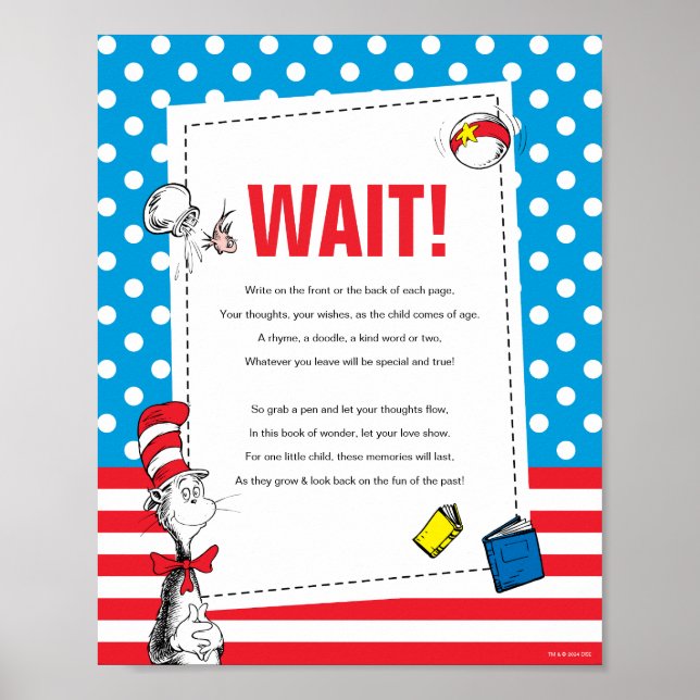 Cat in the Hat Book Guest Book Party Sign (Front)