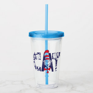 Cat In the Hat   Cat Face Text Acrylic Tumbler
