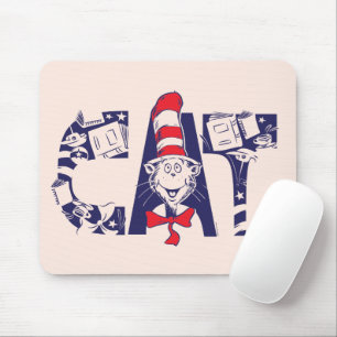 Cat In the Hat   Cat Face Text Mouse Pad