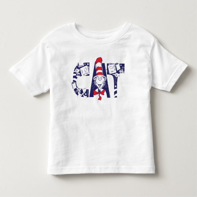 Cat In the Hat | Cat Face Text Toddler T-Shirt (Front)
