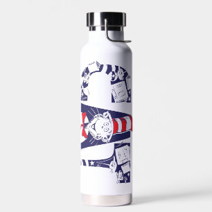 Cat In the Hat   Cat Face Text Water Bottle