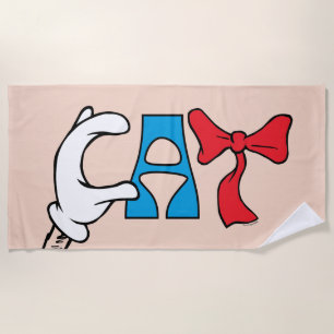 Cat In the Hat   Cat Text Beach Towel