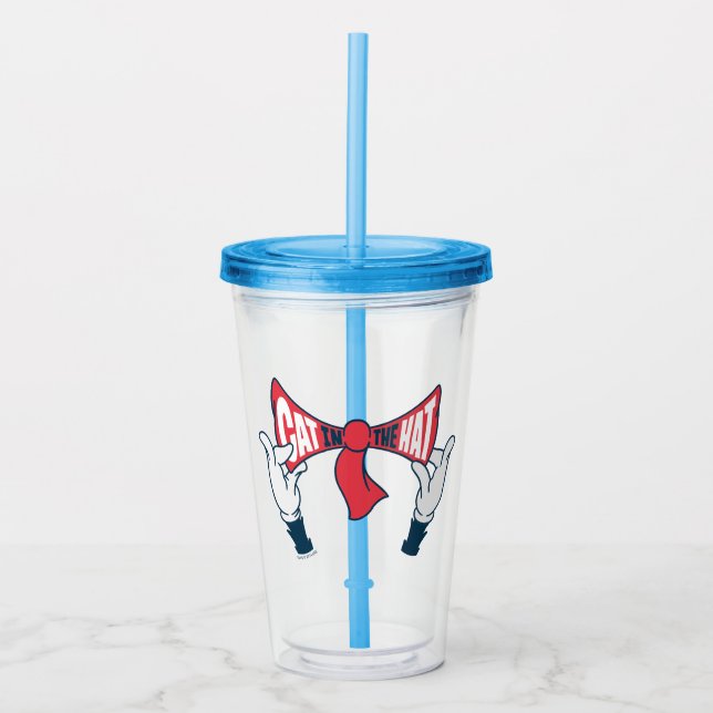 Cat In the Hat | Cat Text Bow Tie Acrylic Tumbler (Front)