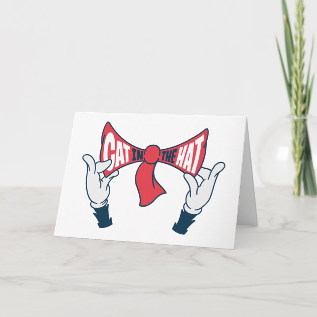 Cat In the Hat | Cat Text Bow Tie Card (Front)