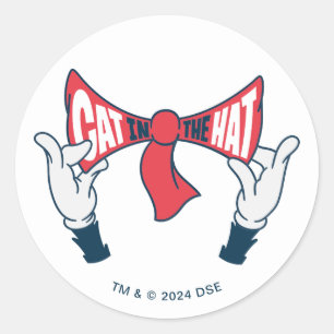Cat In the Hat   Cat Text Bow Tie Classic Round Sticker