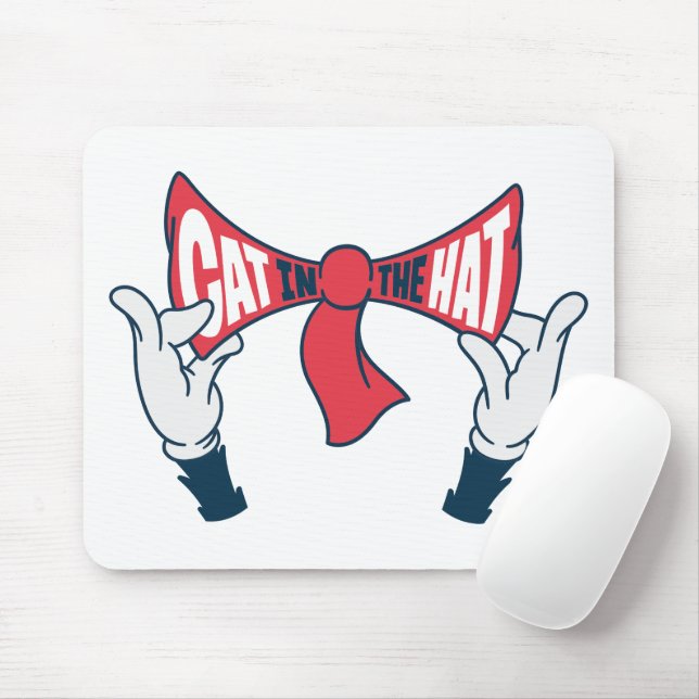 Cat In the Hat | Cat Text Bow Tie Mouse Pad (With Mouse)