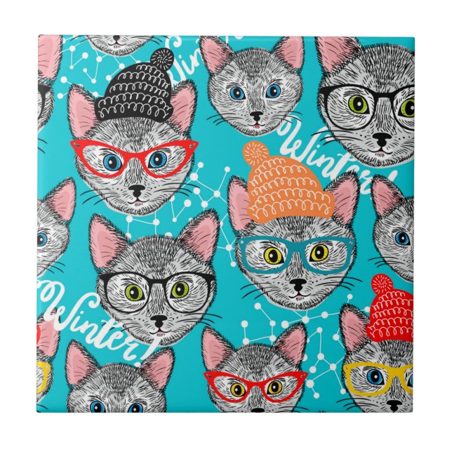 Cat in the hat ceramic tile (Front)