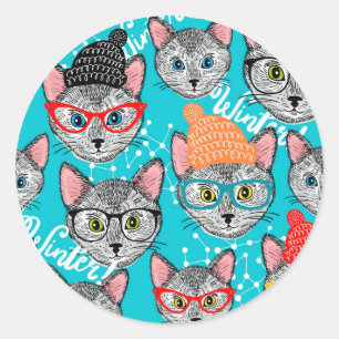 Cat in the hat  classic round sticker