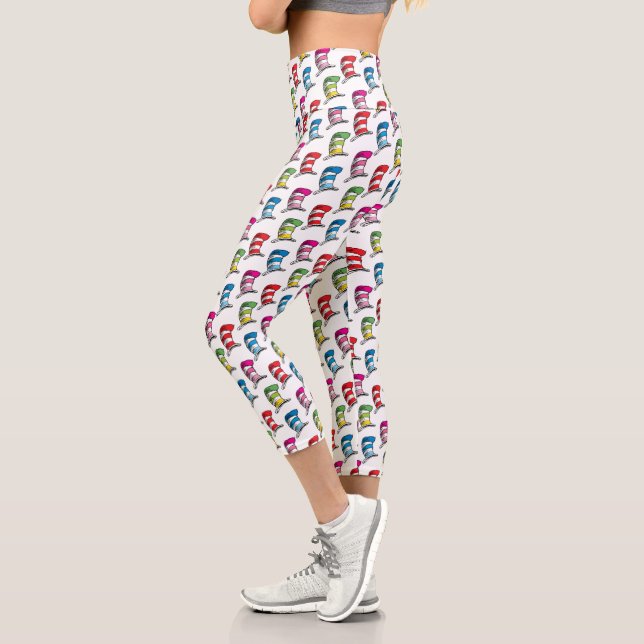 Cat In The Hat Colourful Hat Pattern Capri Leggings (Left)