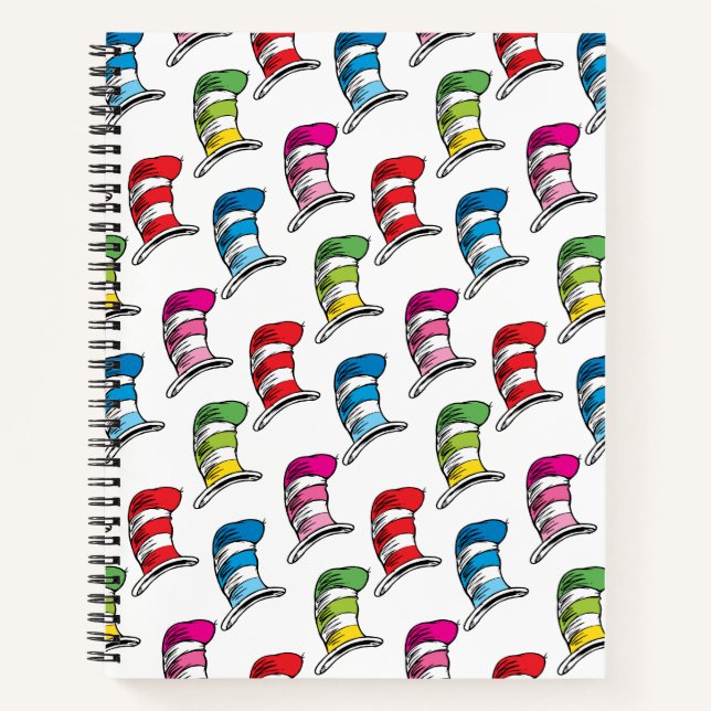 Cat In The Hat Colourful Hat Pattern Notebook (Front)
