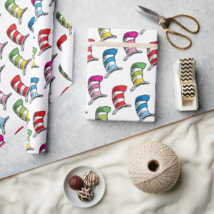 Cat In The Hat Colourful Hat Pattern Wrapping Paper