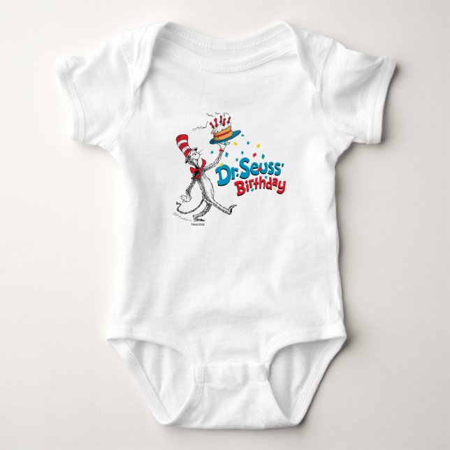 Cat in the Hat | Dr. Seuss's Birthday Baby Bodysuit (Front)