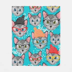 Cat in the hat fleece blanket