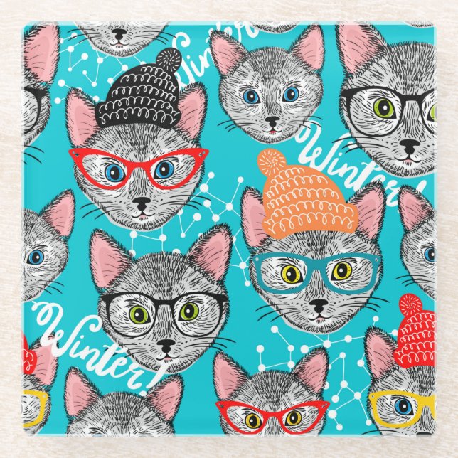 Cat in the hat glass coaster (Front)